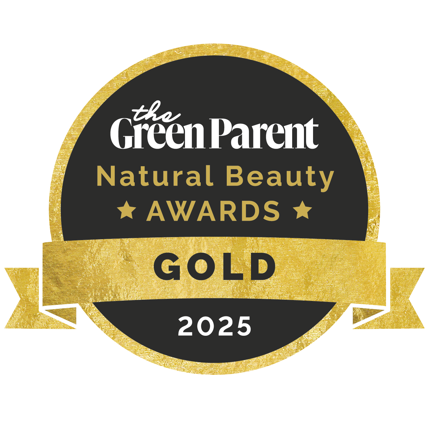Gold and black award badge for &