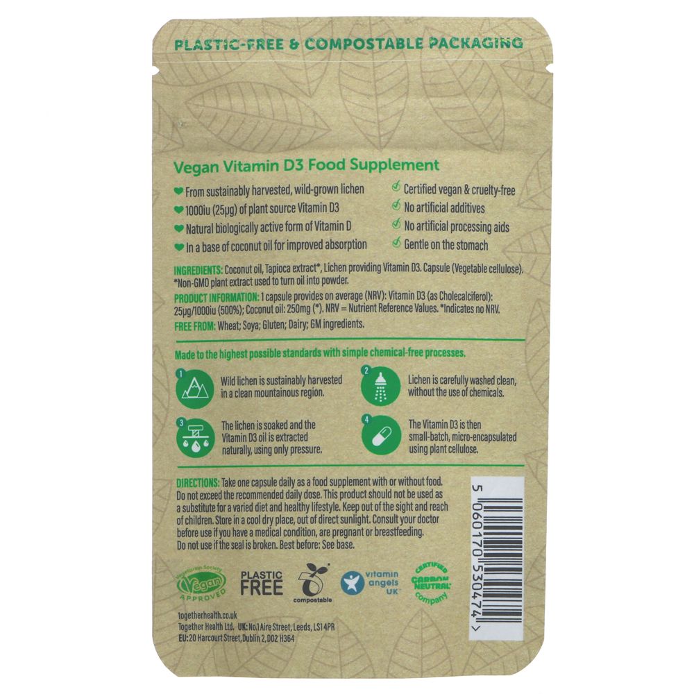 Vitamin D3 Natural Plant Source - Together Health - 30 vegecaps
