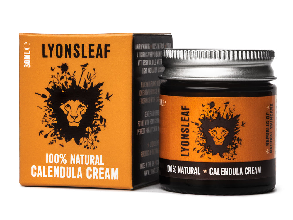 Lyonsleaf 100% Natural Calendula Cream jar and packaging for dermatitis