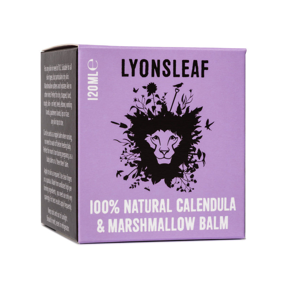 Lyonsleaf 100% Natural Calendula & Marshmallow Balm packaging on a white background