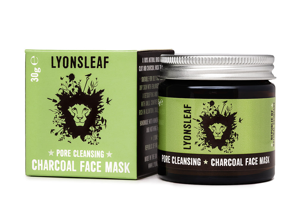LYONSLEAF Republic of Natural Skicnare Pore Cleansing Charcoal Face Mask box and jajr packaging on a white background