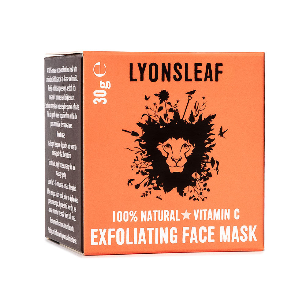 LYONSLEAF 100% Natural Vitamin C Exfoliating Face Mask packaging on a white background