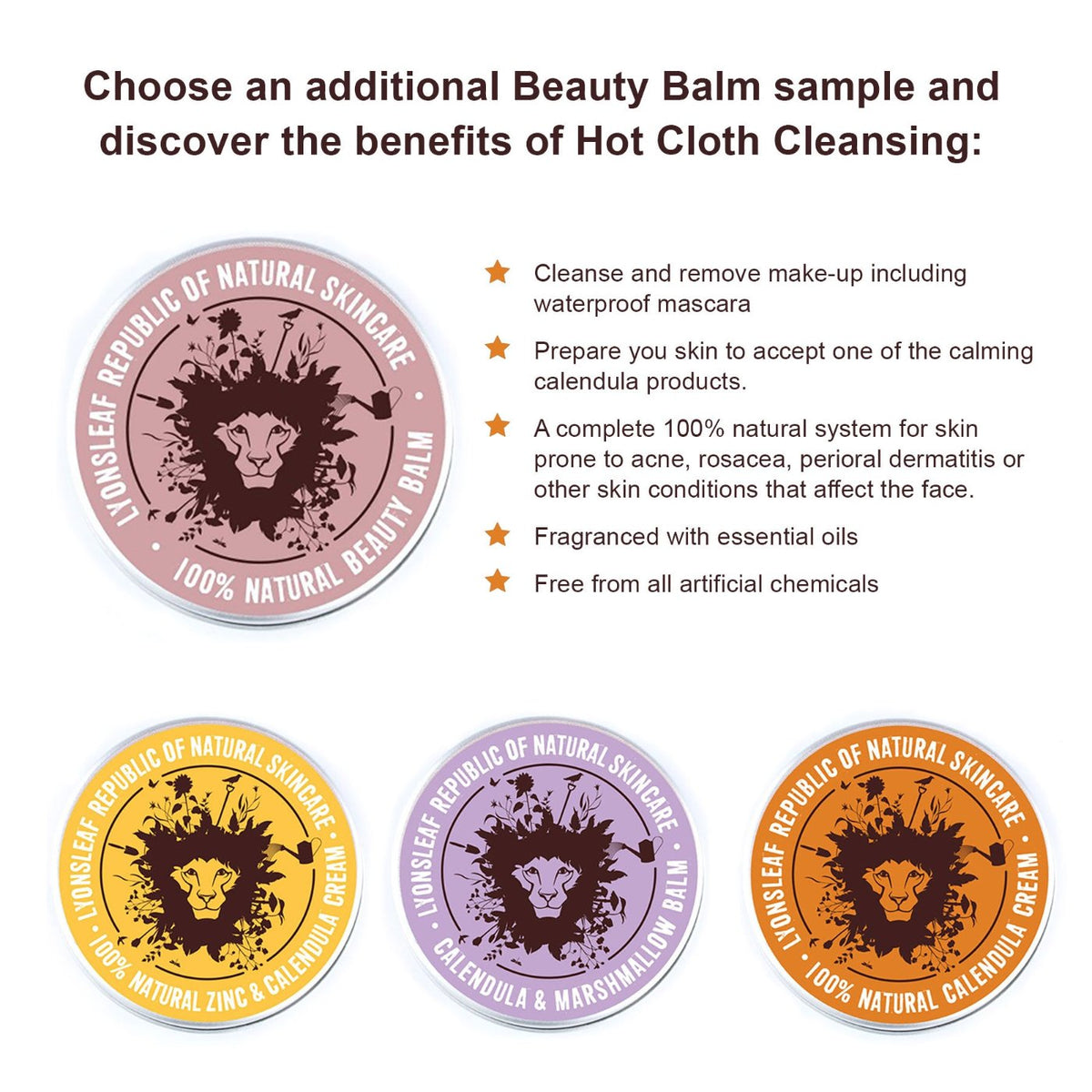 Calendula sample set with beauty balm fragranced option
