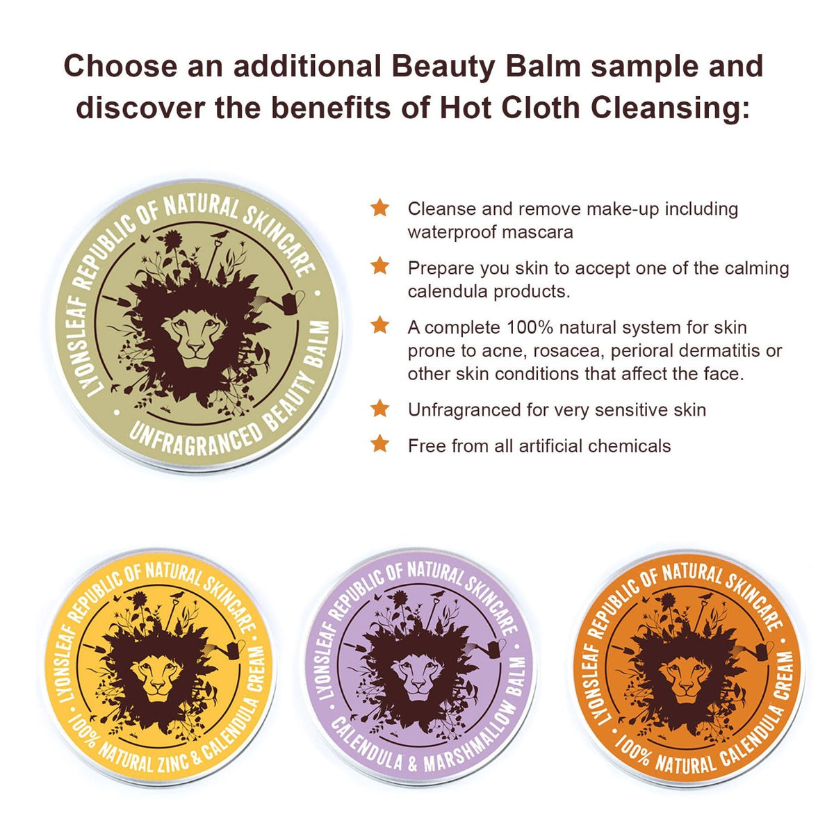 calendula sample set option of unfragranced beauty balm added
