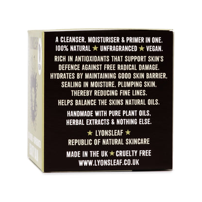 Lyonsleaf Vegan Unfragranced Beauty Balm box side with made in the UK, cruelty free info 