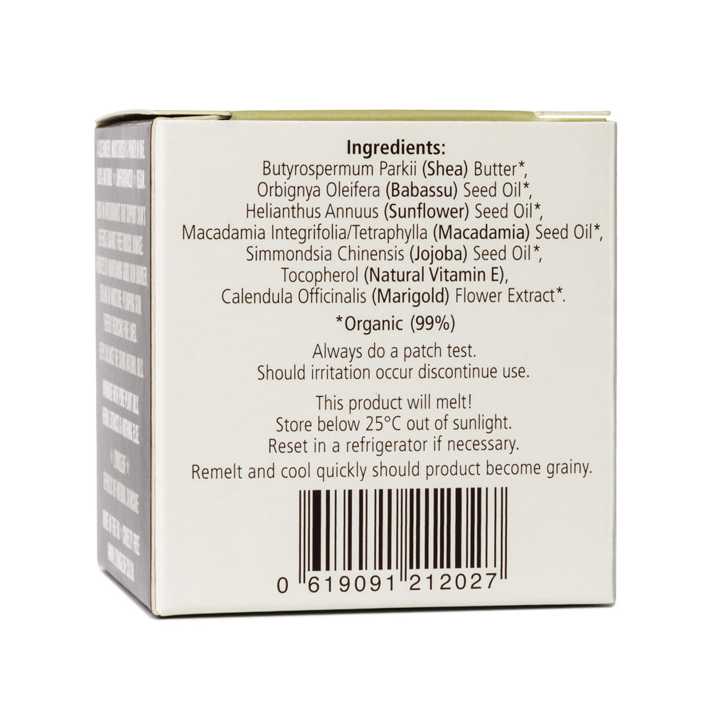 Lyonsleaf Vegan Unfragranced Beauty Balm box side with INCI ingredients and barcode