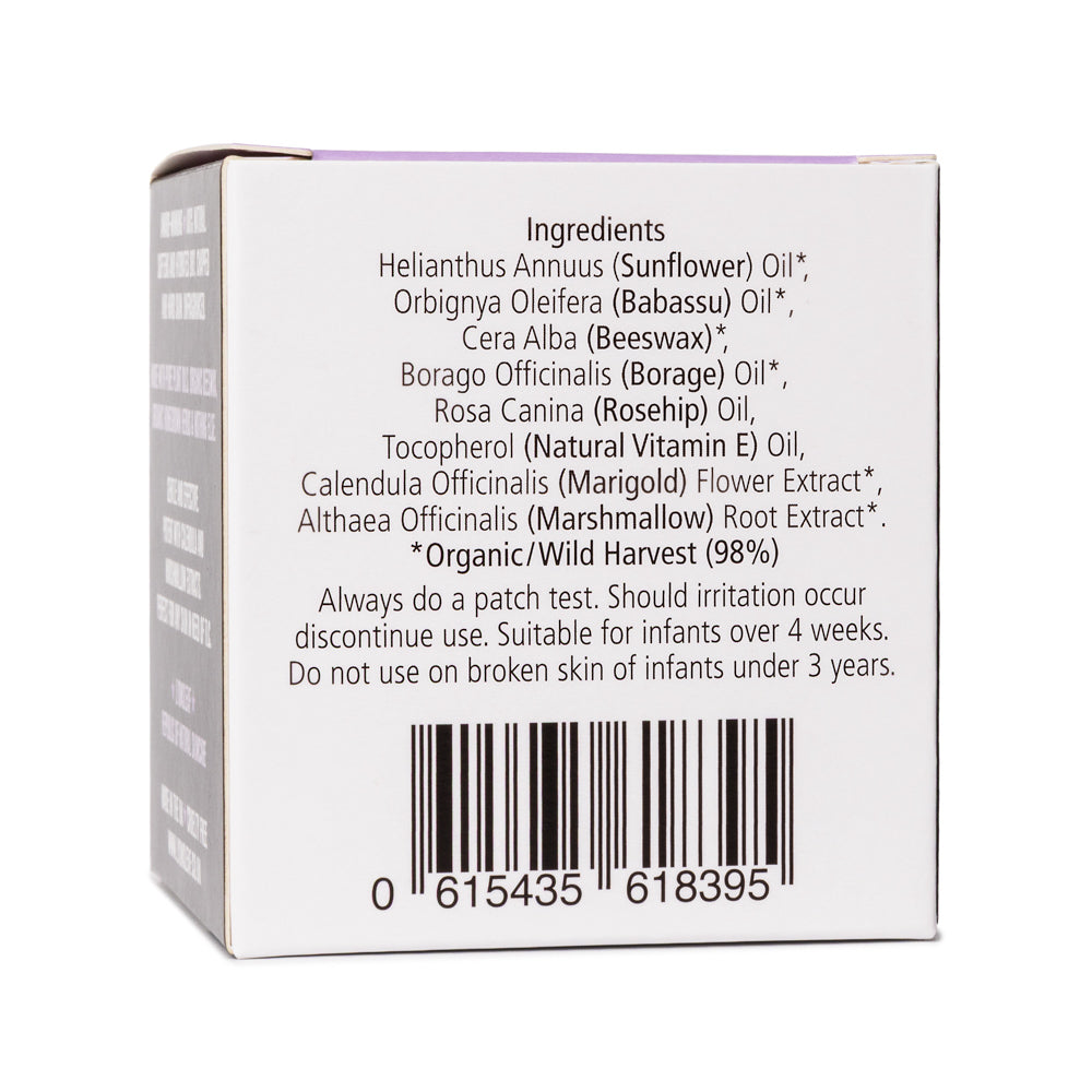 Calendula and marshmallow balm INCI organic ingredients and barcode