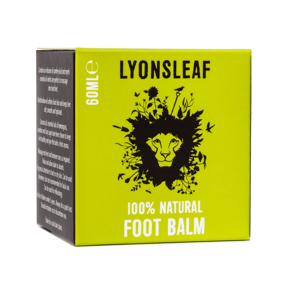 Lyonsleaf 100% Natural foot Balm for rough, dry skin box on white background