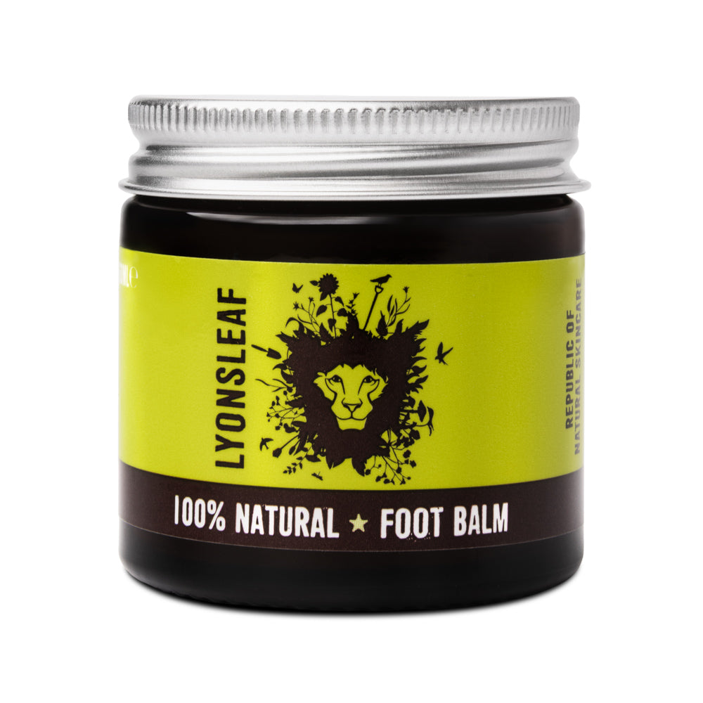 Lyonsleaf 100% natural foot balm jar on white background