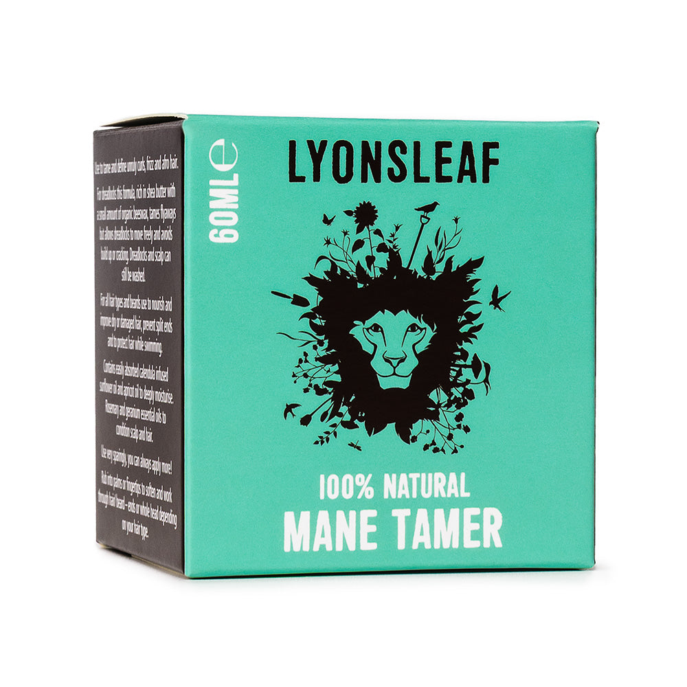 Lyonsleaf 100% Natural Mane Tamer for beards packaging on a white background