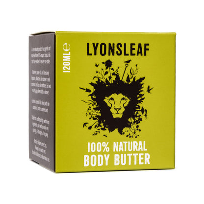 Lyonsleaf 100% Natural body Butter box, green with lion branding 