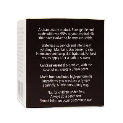 Lyonsleaf Body Butter box side with information on using the water-free product for best results