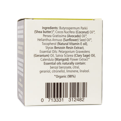 Lyonsleaf Body Butter INCI ingredients, 98% organic and barcode