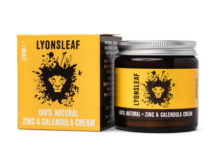 LYONSLEAF 100% Natural Zinc &amp; Calendula Cream for perioral dermatitis with packaging on a white background
